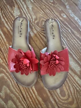 MARELLA Red Floral Slide Mules
